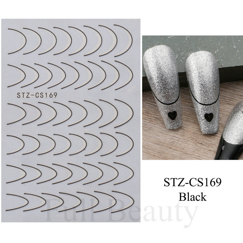 Francia tippek Körömmatricák 3D Arany Rózsa ívelt csíkos vonalak Tape Swirl Sliders Manikűr Ragasztó Gél Körömdísz matricák TRSTZ-CS169