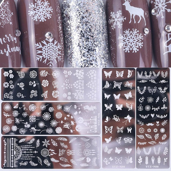 1 Σετ Nail Art Stamp Plate Leaf Flower Dreamcatcher Snowflake Geometry Lace βερνίκι νυχιών εκτύπωσης Jelly Stamper Scrapper Tool