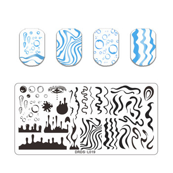 Cat Butterfly Stamping Plates Ink Print Ζωικής εικόνας από ανοξείδωτο χάλυβα στένσιλ Νυχιών Πρότυπο Υφή γκράφιτι Αφηρημένο πρόσωπο