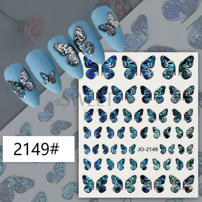 3D fémes ezüst köröm matricák pillangó tinta hold szív csúszkák bűbájok zár sötét fekete fóliák köröm dekor ékszer kiegészítő SASW