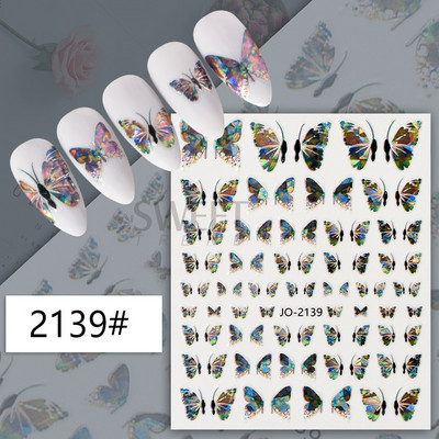 3D fémes ezüst köröm matricák pillangó tinta hold szív csúszkák bűbájok zár sötét fekete fóliák köröm dekor ékszer kiegészítő SASW