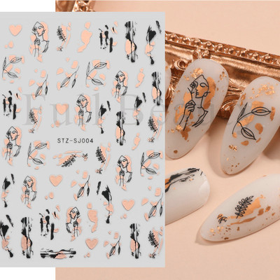 3D fémes ezüst köröm matricák pillangó tinta hold szív csúszkák bűbájok zár sötét fekete fóliák köröm dekor ékszer kiegészítő SASW