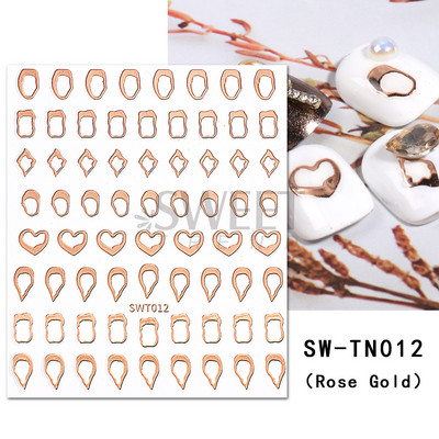 3D fémes ezüst köröm matricák pillangó tinta hold szív csúszkák bűbájok zár sötét fekete fóliák köröm dekor ékszer kiegészítő SASW