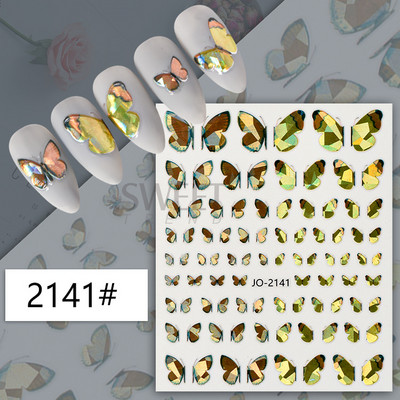 3D fémes ezüst köröm matricák pillangó tinta hold szív csúszkák bűbájok zár sötét fekete fóliák köröm dekor ékszer kiegészítő SASW