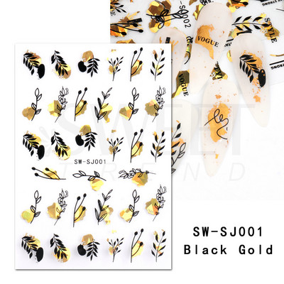 3D fémes ezüst köröm matricák pillangó tinta hold szív csúszkák bűbájok zár sötét fekete fóliák köröm dekor ékszer kiegészítő SASW