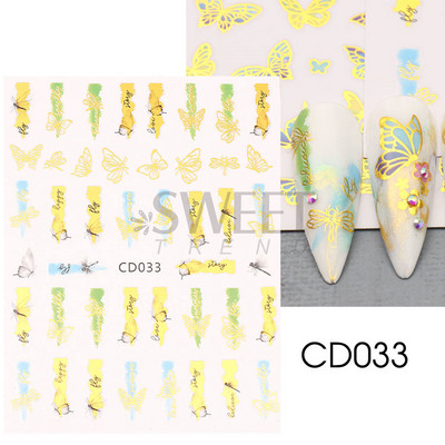 3D fémes ezüst köröm matricák pillangó tinta hold szív csúszkák bűbájok zár sötét fekete fóliák köröm dekor ékszer kiegészítő SASW