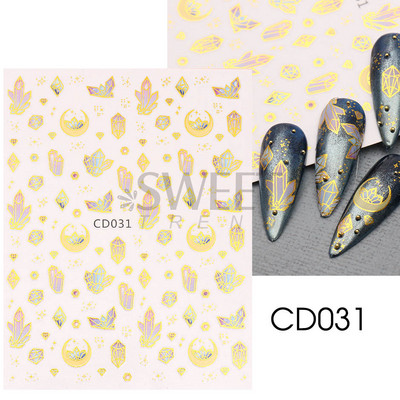 3D fémes ezüst köröm matricák pillangó tinta hold szív csúszkák bűbájok zár sötét fekete fóliák köröm dekor ékszer kiegészítő SASW