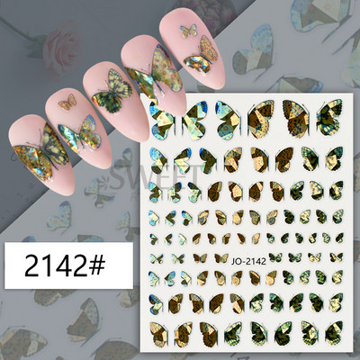 3D fémes ezüst köröm matricák pillangó tinta hold szív csúszkák bűbájok zár sötét fekete fóliák köröm dekor ékszer kiegészítő SASW
