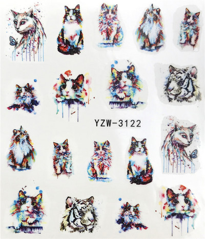Nail Design Nail Art Matrica DIY matrica körömmatricák köröm vízjel matrica körömmatrica szerelmes levél kutya tigris farkas állatarc