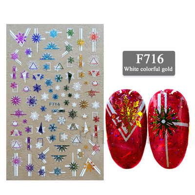 1db Rose Gold Holografikus karácsonyi körömmatricák Hóember jávorszarvas fa öntapadó csúszkák Téli 3D körömmatricák LASTZ-G053