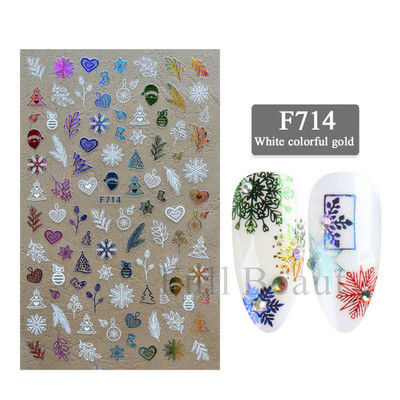 1db Rose Gold Holografikus karácsonyi körömmatricák Hóember jávorszarvas fa öntapadó csúszkák Téli 3D körömmatricák LASTZ-G053