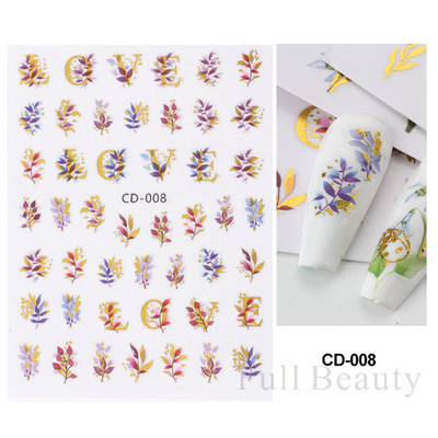 1db Rose Gold Holografikus karácsonyi körömmatricák Hóember jávorszarvas fa öntapadó csúszkák Téli 3D körömmatricák LASTZ-G053