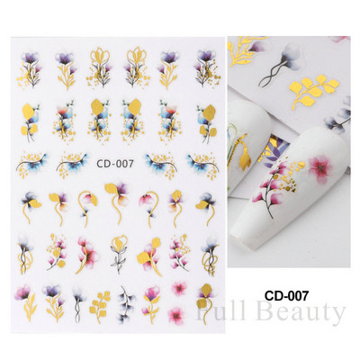 1db Rose Gold Holografikus karácsonyi körömmatricák Hóember jávorszarvas fa öntapadó csúszkák Téli 3D körömmatricák LASTZ-G053