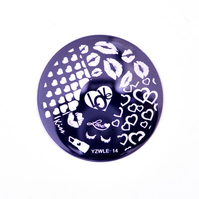 1 PC körömbélyegző sablon virág állat geometria szerelem Valentin nap kerek körömbélyegző lemez