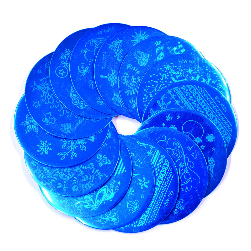 1 PC körömbélyegző sablon virág állat geometria szerelem Valentin nap kerek körömbélyegző lemez