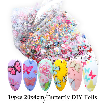 10db Leopárd Vadállat Bőr Köröm Fólia matrica Kígyónyomat Nail Art Transfer Slider Starry Sky Manikűr dekorációs pakolás CH2023