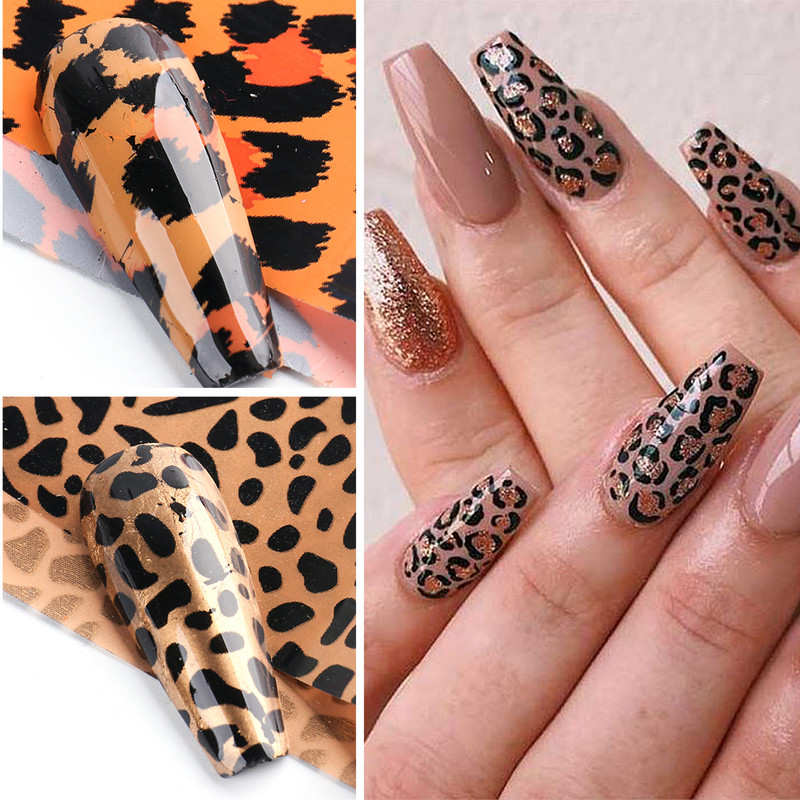 10db Leopárd Vadállat Bőr Köröm Fólia matrica Kígyónyomat Nail Art Transfer Slider Starry Sky Manikűr dekorációs pakolás CH2023
