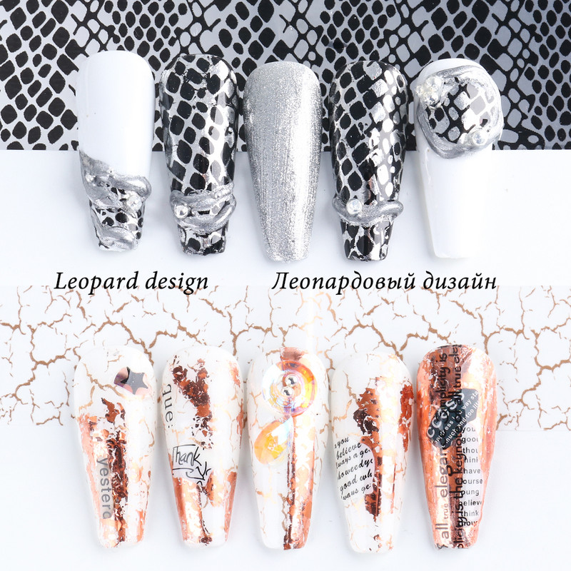 10db Leopárd Vadállat Bőr Köröm Fólia matrica Kígyónyomat Nail Art Transfer Slider Starry Sky Manikűr dekorációs pakolás CH2023