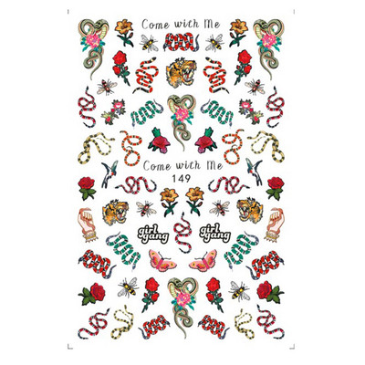 3D Dragon Snake Design Körömmatricák Női Szeretik Körömdíszítés Tetoválás Slider Gél Lakk Matrica Ideiglenes tetoválás Dekorációk GLEB145-152