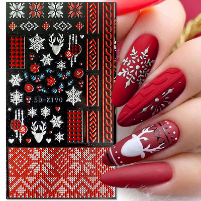 5D téli karácsonyi körömdísz matrica dombornyomott varázslatok hópelyhek francia körömdizájn gél lakk manikűr matricák