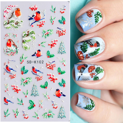 5D téli karácsonyi körömdísz matrica dombornyomott varázslatok hópelyhek francia körömdizájn gél lakk manikűr matricák