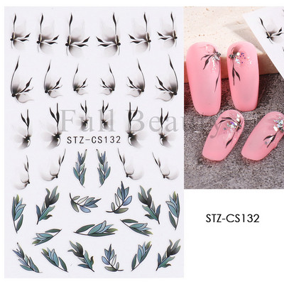 Francia texturált vonalak körömdíszítő matricák egyszerű geometria levél virág ragasztó csúszkák Monogram nyári manikűr matrica LYSTZ130-137