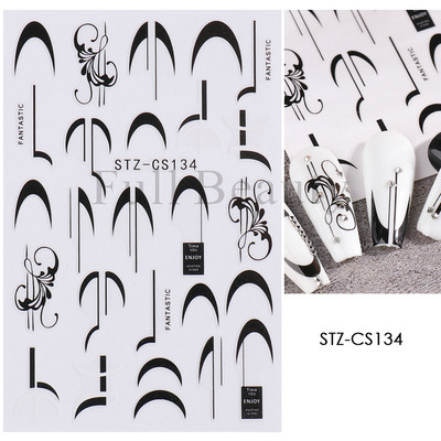 Francia texturált vonalak körömdíszítő matricák egyszerű geometria levél virág ragasztó csúszkák Monogram nyári manikűr matrica LYSTZ130-137