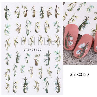 Francia texturált vonalak körömdíszítő matricák egyszerű geometria levél virág ragasztó csúszkák Monogram nyári manikűr matrica LYSTZ130-137