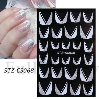 Francia texturált vonalak körömdíszítő matricák egyszerű geometria levél virág ragasztó csúszkák Monogram nyári manikűr matrica LYSTZ130-137