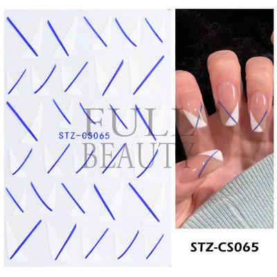 Francia texturált vonalak körömdíszítő matricák egyszerű geometria levél virág ragasztó csúszkák Monogram nyári manikűr matrica LYSTZ130-137