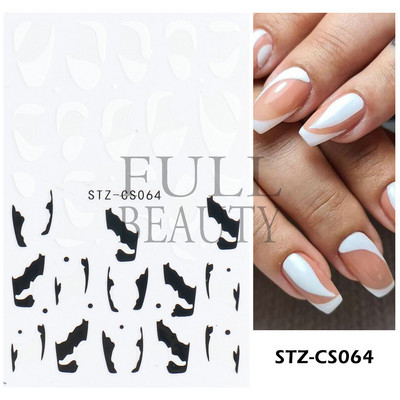 Francia texturált vonalak körömdíszítő matricák egyszerű geometria levél virág ragasztó csúszkák Monogram nyári manikűr matrica LYSTZ130-137