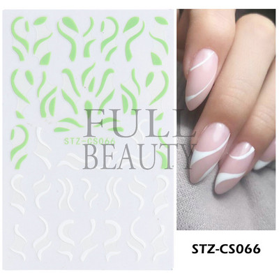 Francia texturált vonalak körömdíszítő matricák egyszerű geometria levél virág ragasztó csúszkák Monogram nyári manikűr matrica LYSTZ130-137