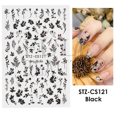 Francia texturált vonalak körömdíszítő matricák egyszerű geometria levél virág ragasztó csúszkák Monogram nyári manikűr matrica LYSTZ130-137