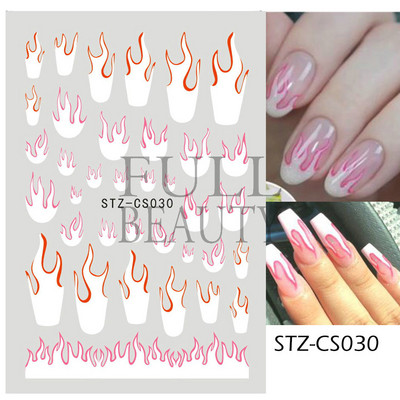 Francia texturált vonalak körömdíszítő matricák egyszerű geometria levél virág ragasztó csúszkák Monogram nyári manikűr matrica LYSTZ130-137