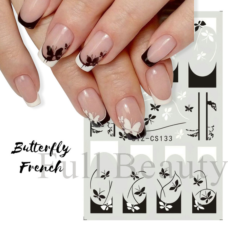 Francia texturált vonalak körömdíszítő matricák egyszerű geometria levél virág ragasztó csúszkák Monogram nyári manikűr matrica LYSTZ130-137