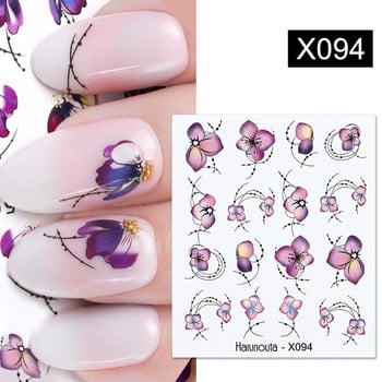 Harunouta Black Blooming Design Water Decals Simple Flower Leaf Slider Autumn DIY Slider for Manicuring Nail Art Watermarks