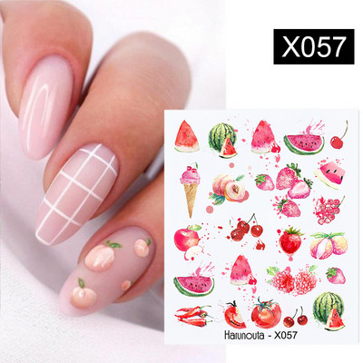 Harunouta fekete virágzó design vízmatricák Egyszerű virágos levél téma Őszi barkács csúszka a köröm ápolásához Vízjelek