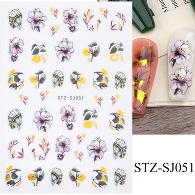 3D körömmatrica arany bronzosító virág, levelek köröm tinta vízjel geometriai vonalak csúszó körömdíszítéshez, manikűr tervezéshez