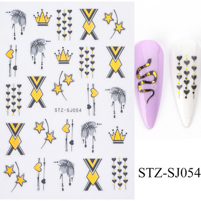 3D körömmatrica arany bronzosító virág, levelek köröm tinta vízjel geometriai vonalak csúszó körömdíszítéshez, manikűr tervezéshez