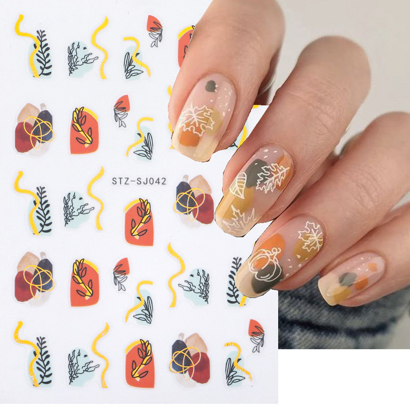 3D körömmatrica arany bronzosító virág, levelek köröm tinta vízjel geometriai vonalak csúszó körömdíszítéshez, manikűr tervezéshez