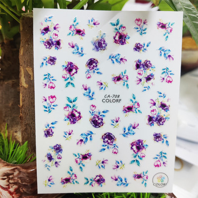 3D matricák körmökhöz Geometria Virágok Vonal csokor Design Körömdíszítés Manikűr Matrica Csúsztatók Körömfólia Kiegészítők