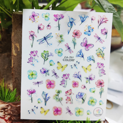 3D matricák körmökhöz Geometria Virágok Vonal csokor Design Körömdíszítés Manikűr Matrica Csúsztatók Körömfólia Kiegészítők