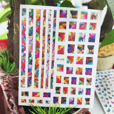 3D matricák körmökhöz Geometria Virágok Vonal csokor Design Körömdíszítés Manikűr Matrica Csúsztatók Körömfólia Kiegészítők