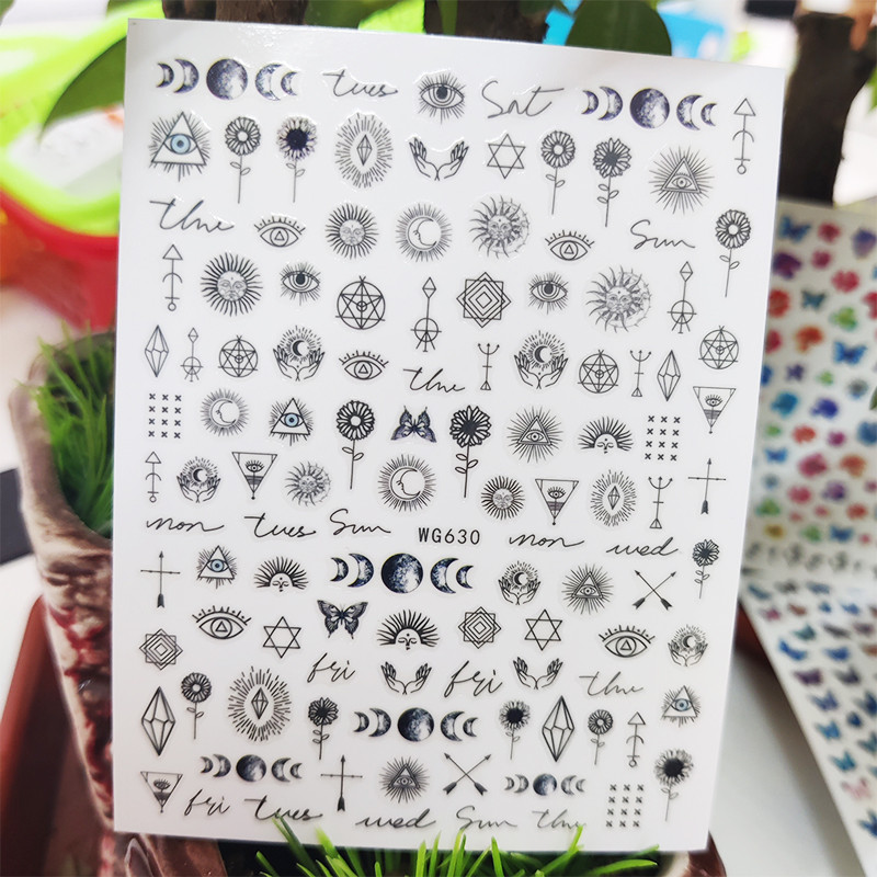 3D matricák körmökhöz Geometria Virágok Vonal csokor Design Körömdíszítés Manikűr Matrica Csúsztatók Körömfólia Kiegészítők