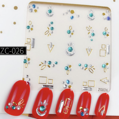 1db 3D virággeometria bronzosító körömmatrica matrica rátét dekoráció barkácsolás manikűr kiegészítők 60*60mm (papír csomagolás nélkül)