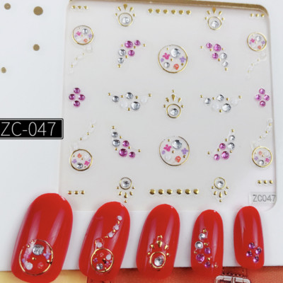 1db 3D virággeometria bronzosító körömmatrica matrica rátét dekoráció barkácsolás manikűr kiegészítők 60*60mm (papír csomagolás nélkül)