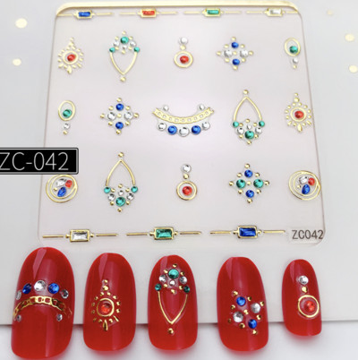 1db 3D virággeometria bronzosító körömmatrica matrica rátét dekoráció barkácsolás manikűr kiegészítők 60*60mm (papír csomagolás nélkül)