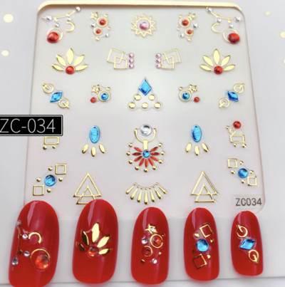 1db 3D virággeometria bronzosító körömmatrica matrica rátét dekoráció barkácsolás manikűr kiegészítők 60*60mm (papír csomagolás nélkül)