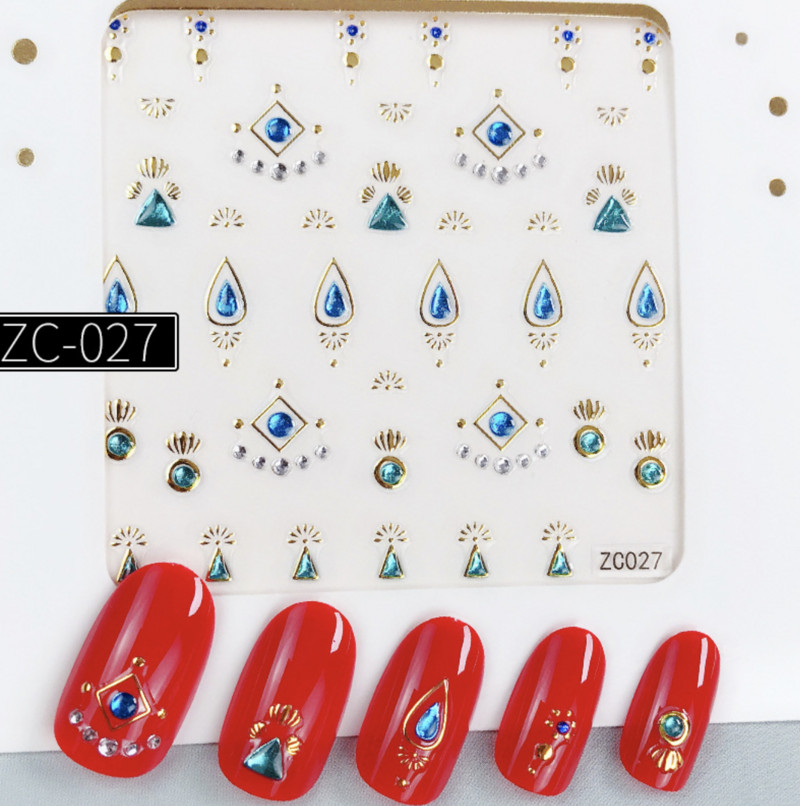 1db 3D virággeometria bronzosító körömmatrica matrica rátét dekoráció barkácsolás manikűr kiegészítők 60*60mm (papír csomagolás nélkül)