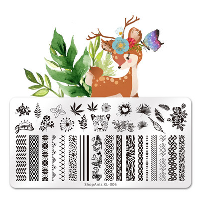 ShopAnts 6*12 cm-es körömbélyegző lemezek Gyümölcsök Képek Stencil Rozsdamentes acél Design nyomtatáshoz Nail Art képtábla XL-039